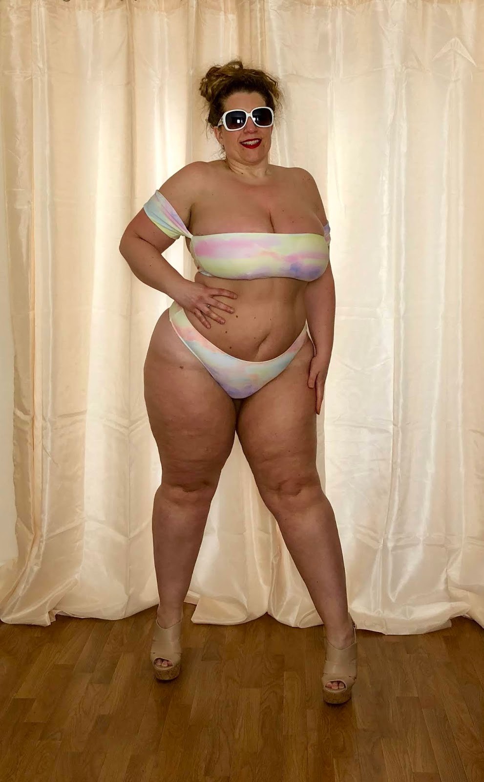 Forever 21+ Plus Size Swimwear 2018: Forever 21 Plus Watercolor Bikini Top and High-Leg Bikini Bottoms 1X/20 – Detailed Review