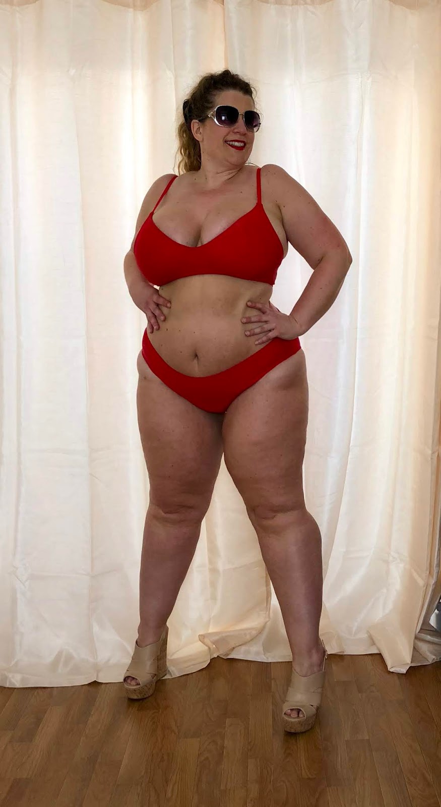 Forever 21+ Plus Size Swimwear 2018: Forever 21 Plus Red Triangle Bikini Top and High-Cut Bikini Bottoms 1X/20 – Detailed Review