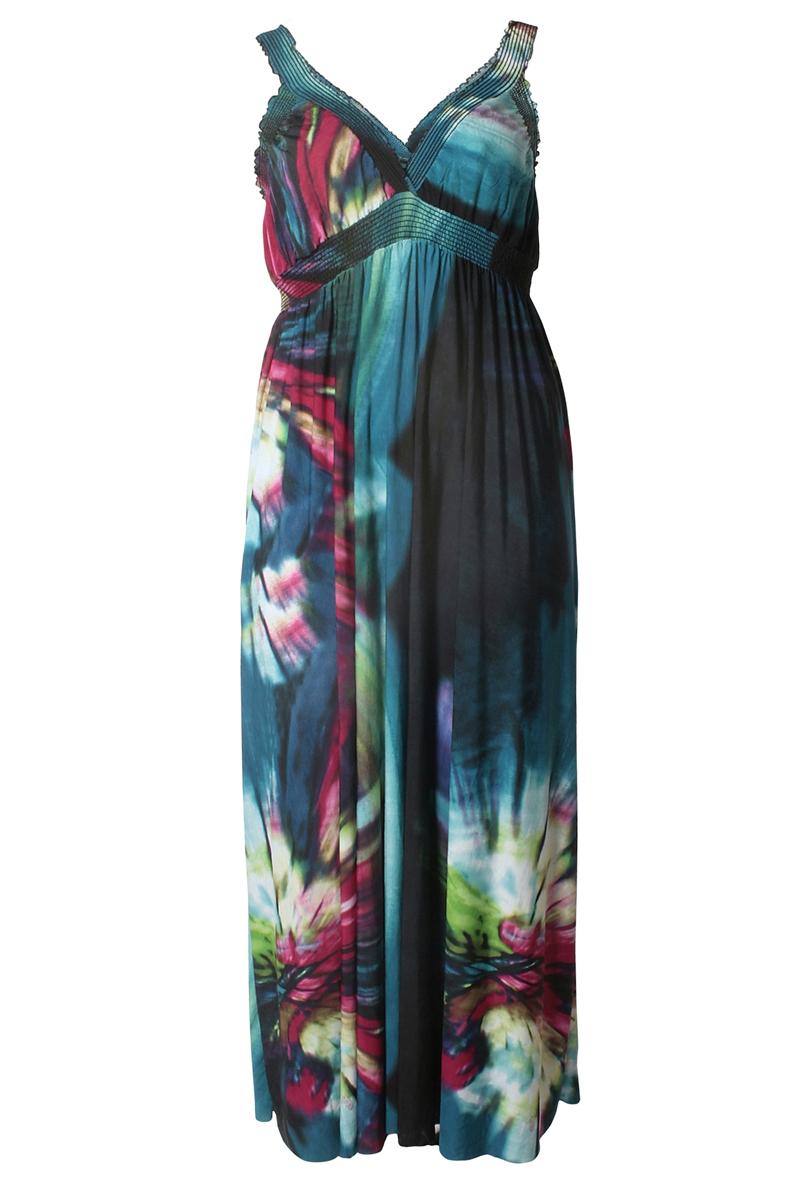 AX Paris Curve Splash Printed Strapless Maxi Dress 16