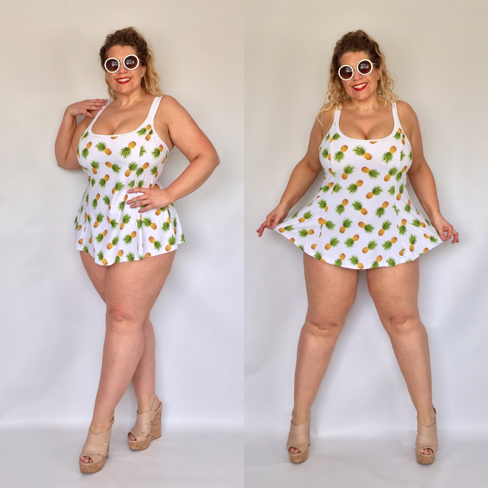 Curvy Wordy Forever 21+ Pineapple Swimdress
