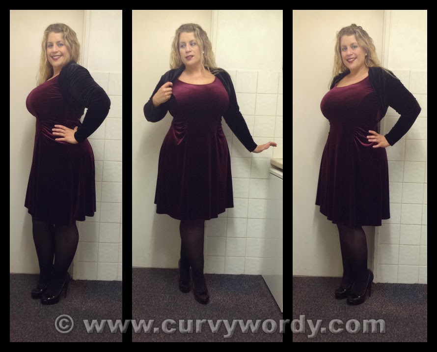 Christmas Day OOTD: Pink Clove Claret Velvet Dress 16 and Pink Clove Black Velvet Shrug 16