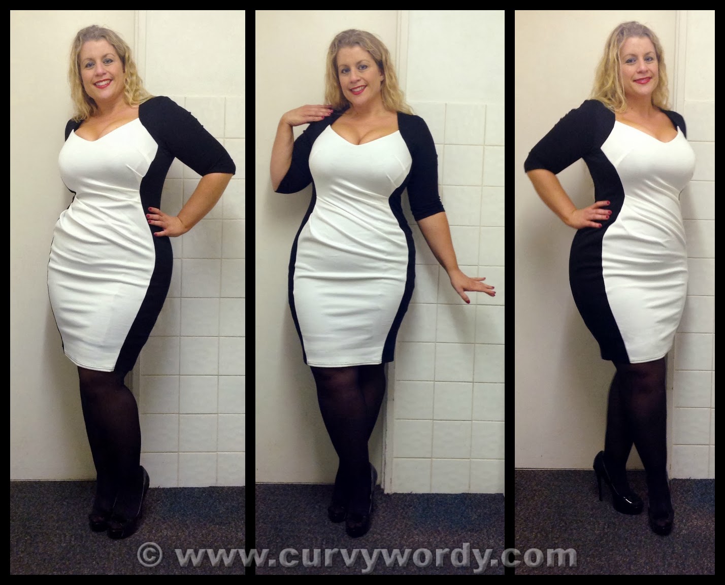 Evans Scarlett & Jo Cream Contrast Powerfit Dress 14